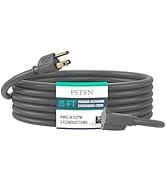 FSTSN 15 Ft Heavy Duty Indoor Outdoor Extension Cord - 16/3 SJTW Waterproof Power Cable with 3 Pr...