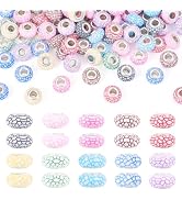 Sparkeads 100 Pcs 14mm Resin European Beads Large Hole Beads Assorted Rondelle Loose Spacer Bead ...
