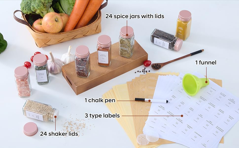 spice jars with label