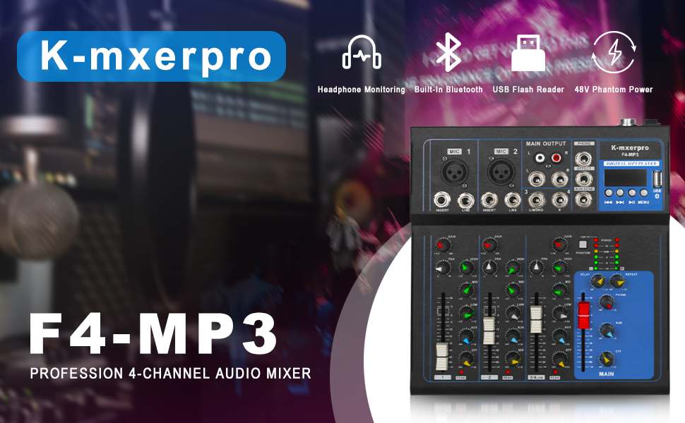 4 Channel Professional Audio Mixer
