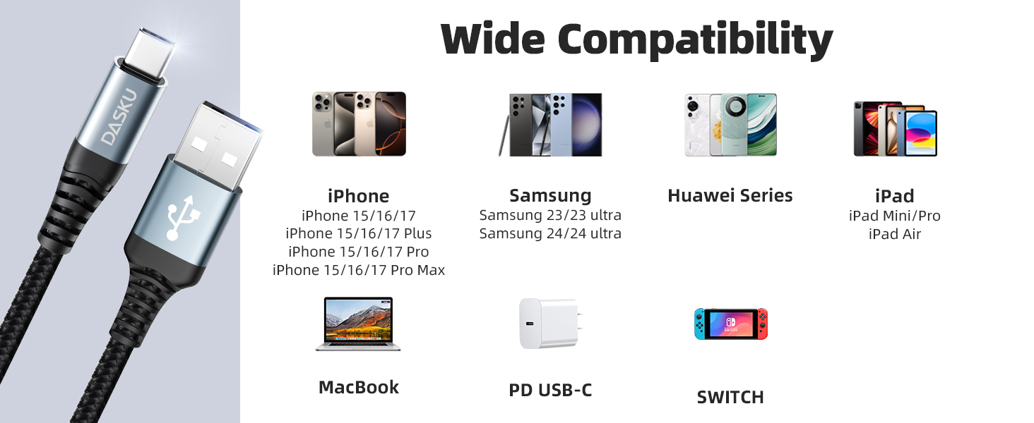 long c charger cord fast charging