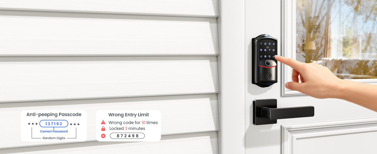 digital door lock with keypad set Anti-Peeking Passcode