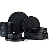 TheTerra Ceramic Dinnerware Sets for 4, 12 Pieces Handmade Reactive Glaze Plates and Bowls Set, S...