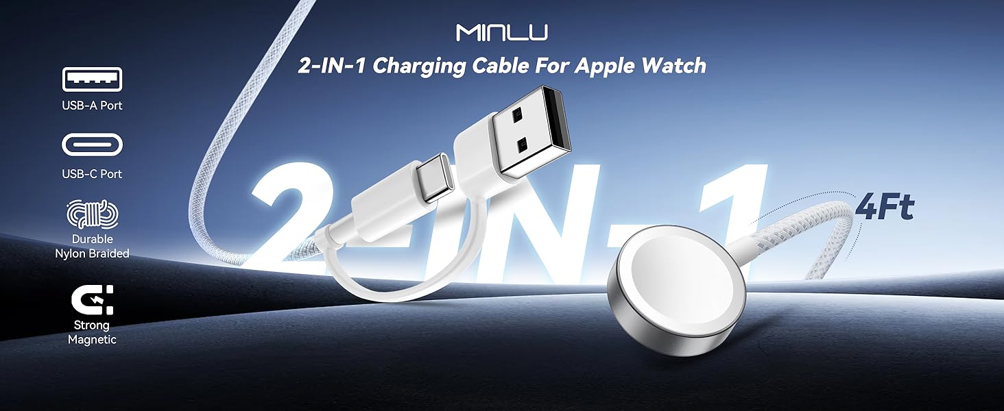 MINLU 2 in 1 Charging Cable for Apple Watch