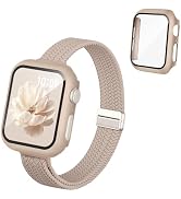 Knossen 3-in-1 Slim Braided Band and Case Compatible with Apple Watch Bands for Women 40mm 41mm 4...