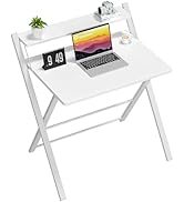 GreenForest Folding Desk No Assembly Required Small Size, 2-Tier Foldable Computer Desk with Shel...