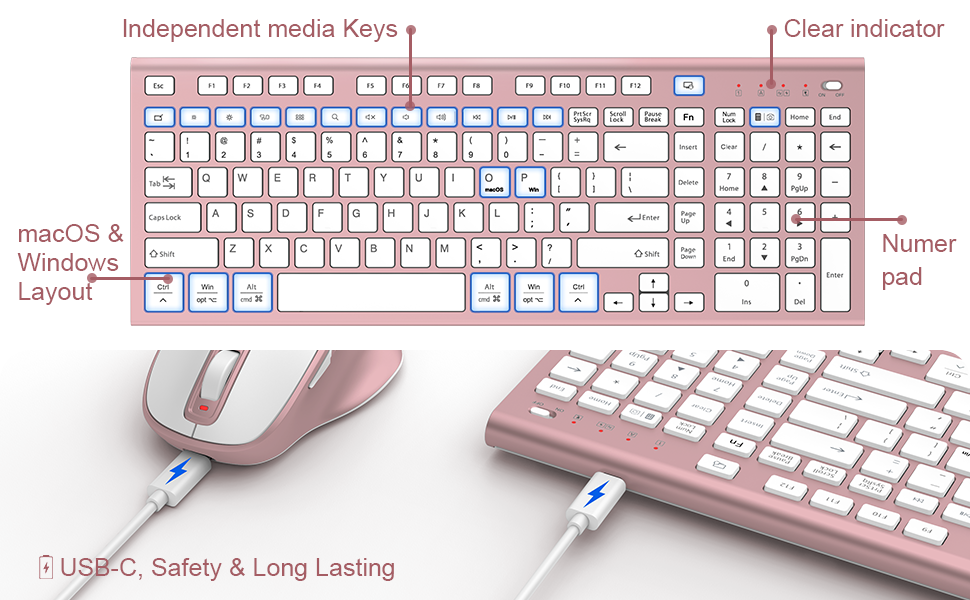 Pink keyboard and mouse