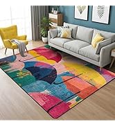ZOCOZY Colorful Faux Wool Area Rug,5x7 Rainbow Washable Rug Non-Slip Machine Washable Floor Carpe...