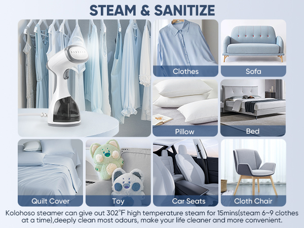 Steamer for Clothes, Kolohoso 1500W Fast Heat Up Handheld Garment Steamer