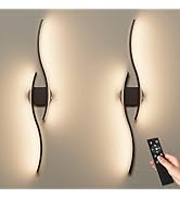 Battery Operated Wall Sconces Set of Two, 40'' Wireless Wall Sconce With Remote Control, Black Re...