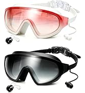 Rantizon Swim Goggles 2 Pack, Anti Fog&amp;UV Rimless Wide View Gradient Swimming Goggles for Adult, ...