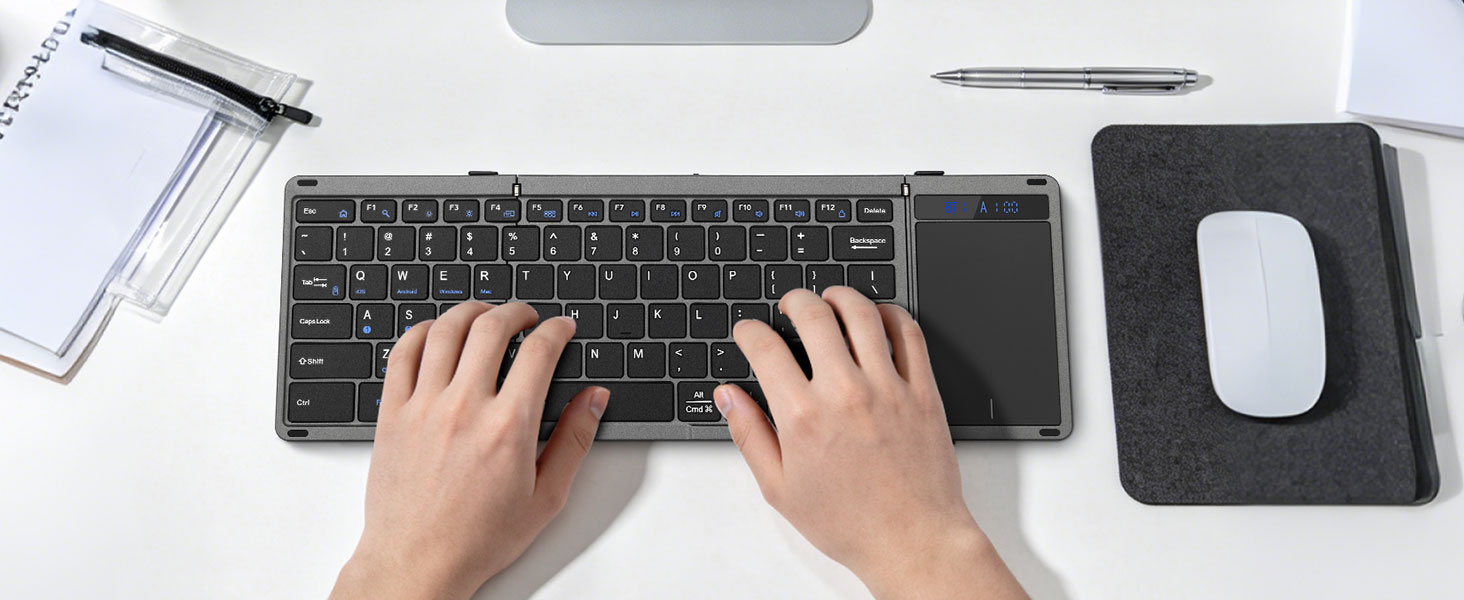 Portable Foldable Bluetooth Keyboard with Touchpad mouse function