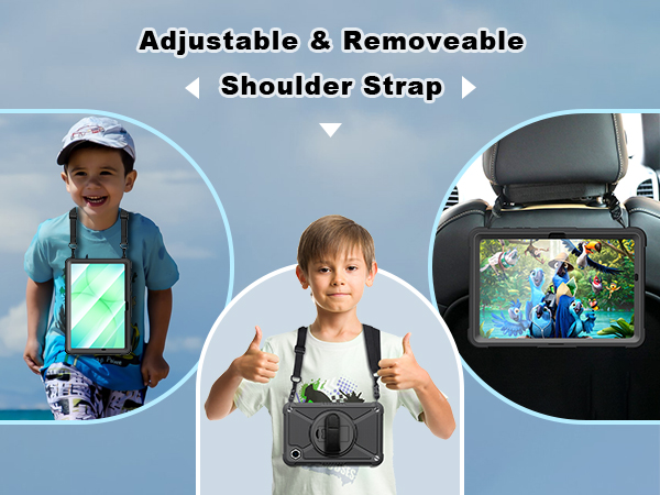 Demonstration of car tablet mount components and installation process, showing mounting brackets, adjustment mechanisms, and tablet holder parts laid out.