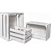 EMAX HOME Rustic Wood Crates for vintage decorative display, wooden crates decorative with Handle...