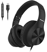 Cowyawn USB C Headphones Wired, Over Ear USB C Wired Headphones with Microphone, HD Stereo Sound,...