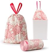 4 Gallon Trash Bags Drawstring, Colorful &amp; Portable Small Trash Bags with Chinese Plum Blossom Pr...