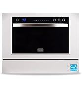 BLACK+DECKER BCD6W Compact Countertop Dishwasher, 6 Place Settings, White