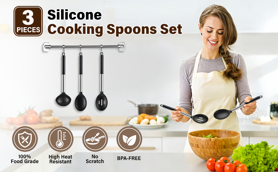silicone cooking spoons set