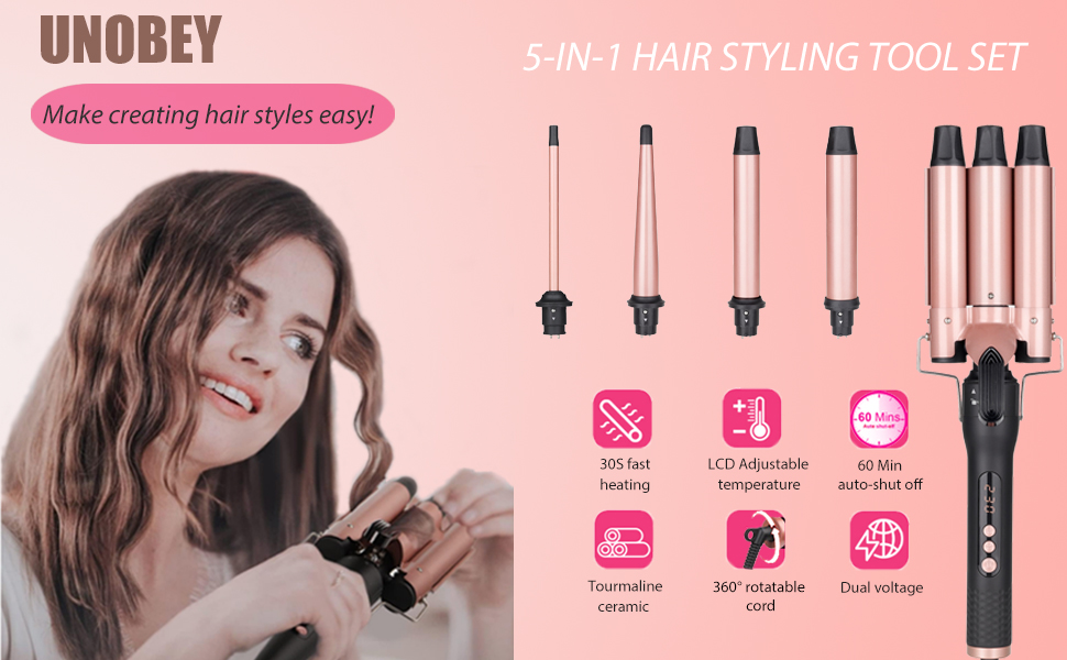 5 in 1 curling iron set