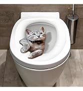 Cute Cat Toilet Stickers, Cat Waterproof Self-Adhesive Removable Toilet Lid Decal Waterproof for ...