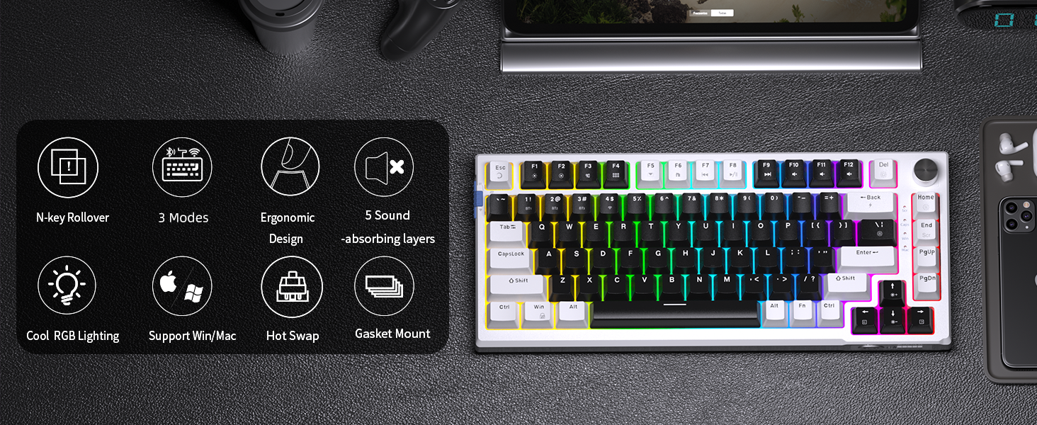 75 Percent Wireless Custom Keyboard