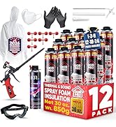 ixirpro Spray Foam Insulation Kit (12 PK Kit-30oz) Expanding Sealant, Mega Size Closed Cell Spray...