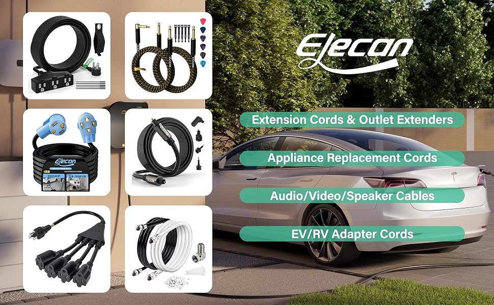 Extension Cords, Outlet Extenders, Appliance Cords, Ethernet cables, EV/RV Adapters Available