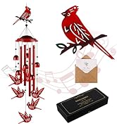 YHmall Cardinal Wind Chimes for Outside, Cardinal Gifts for Women Soothing Tones Memorial Wind Ch...