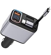 Retractable Car Charger with Dual Retractable Charging Cables, 147W 4 in 1 Fast Car Phone Charger...