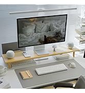 ROCDEER Bamboo Dual Monitor Stand Riser with Underneath Storage, Ergonomic Desk Shelf Supports PC...