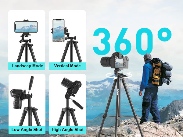 Camera Phone Tripod with 3-Way Pan Head