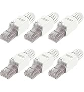 VCELINK Tool-Free RJ45 Connector, CAT6A Field Termination Plug, Gold Plated Modular Plug, UTP CAT...