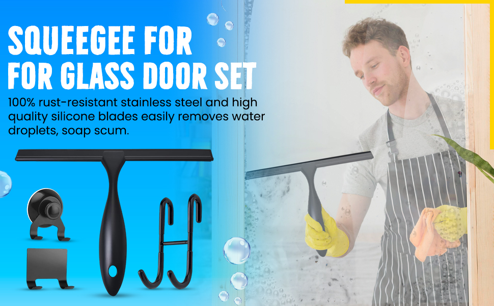 adhesive shower hooks bathroom cleaning tools glass door cleaner squeegee accessories