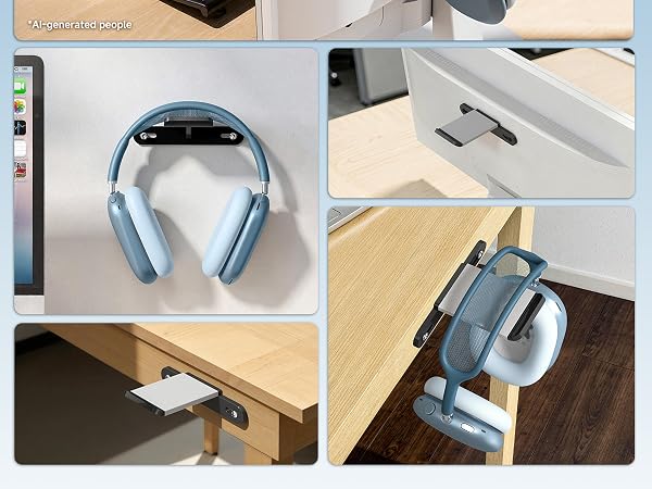headphone holder behind monitor