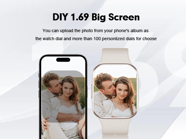 1.69 inches big face watch DIY custom personalized dial