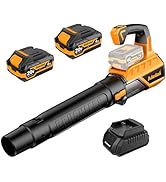 Brushless Cordless Leaf Blower with 2x4.0Ah Batteries &amp; Charger – Electric Leaf Blower for Lawn C...