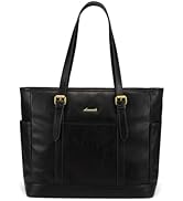 LOVEVOOK Laptop Tote Bag for Women,Vintage Leather Work Tote Bag for Women, 15.6 Inch Computer Br...