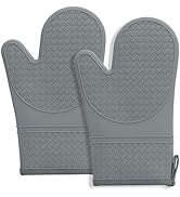 Hovico Silicone Oven Mitts, Heat Resistant 500F Kitchen Mitts 2PCS, 11.6" BPA-Free Soft Baking Gl...