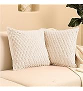 FY FIBER HOUSE Pack of 2 Fuzzy Throw Pillow Covers Soft Decorative Couch Pillow Covers Home Decor...