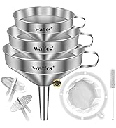 Walfos 3Pcs Kitchen Funnel with 2 Removable Strainer & 1 Cleaning Brush &amp; 1Pc 200 Mesh Food Filte...
