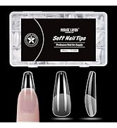 MIRAGE LAYON Coffin Fake Nails Tips, 495 PCS Pre-shaped Half Matte Full Cover Acrylic Gel Nail Ti...
