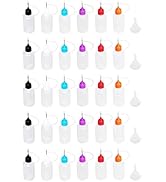 30 Pcs Precision Tip Applicator Bottles, Including 30pcs 1 Ounce Translucent Bottles, 30pcs Color...