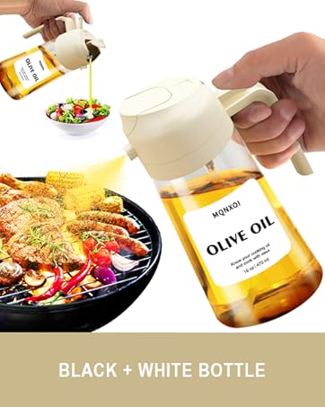 2 in 1 Glass Oil Sprayer &amp;amp; Dispenser, 470ml Glass Olive Oil Sprayer,Cooking Oil Sprayer