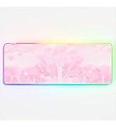 Pink RGB Gaming Mouse Pad, Mytrix Extra Large Gaming Desk Pad Mat with 14 Light Modes, Waterproof...
