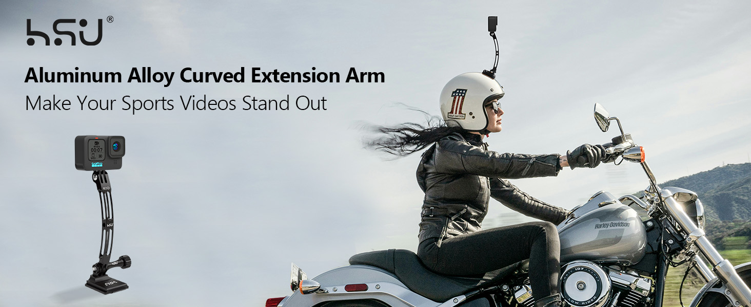 GoPro Aluminum Alloy Curved Extension Arm (5.3”) Metal Pole Mount