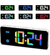 HODIK RGB Digital Loud Alarm Clock LED with 7 Colors Changing for Bedrooms Bedside Heavy Sleepers...
