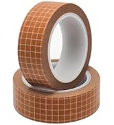 Mogoostry 2 Rolls Plaid Washi Tapes 0.6inch Width Brown Adhesive Paper Grid Decorative Masking Ta...