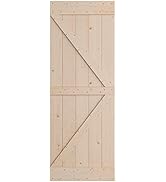 SmartStandard 30in x 84in Sliding Barn Wood Door Pre-Drilled Ready to Assemble, DIY Unfinished So...