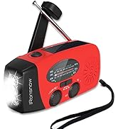 iRonsnow Solar Emergency Hand Crank Weather Radio, Portable Self Powered NOAA AM/FM Radios with S...