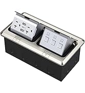 KYHSHJ Dual Pop-Up Floor Electrical Outlet Box Kit,20 Amp Stainless Steel USB TR Receptacle Outle...